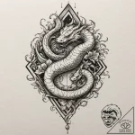 Tattoo design, a snake coiled around a spray… – tattoo sketch (№1751557734_0, 03.07.2025 15:48) — tattoovalue.net