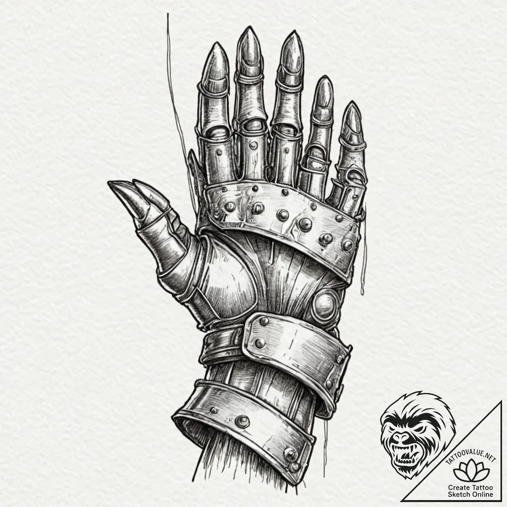 Tattoo design, a knight's armored gauntlet, c... - tattoo sketch (№1751557819_0, 03.07.2025 15:50) — tattoovalue.net