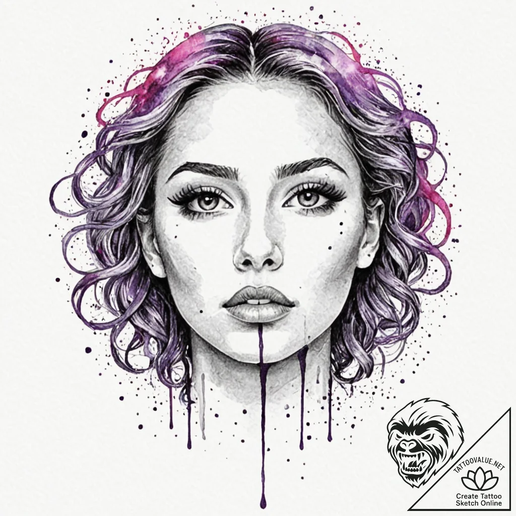 Tattoo design, a face with a zipper over the... - tattoo sketch (№1751558156_0, 03.07.2025 15:55) — tattoovalue.net