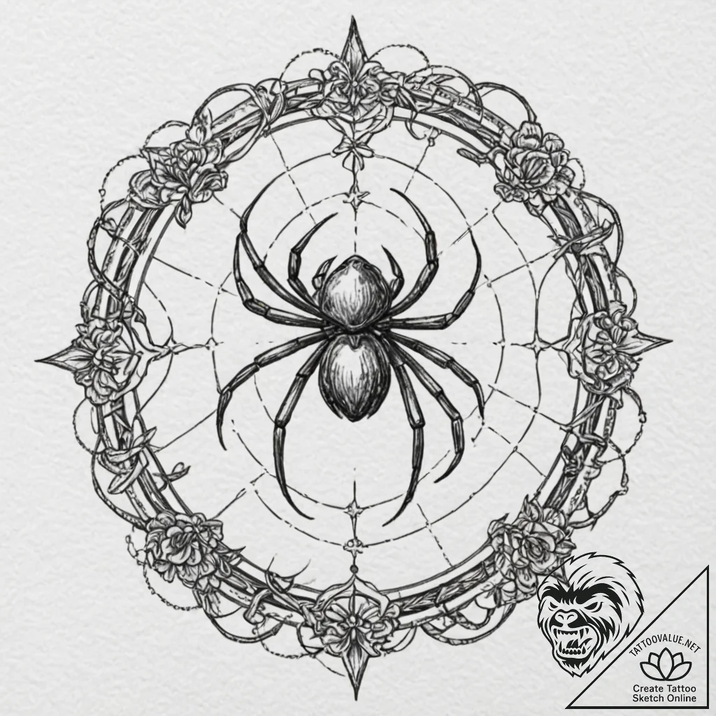 Tattoo design, helm of awe as the center of a... - tattoo sketch (№1751559690_0, 03.07.2025 16:21) — tattoovalue.net