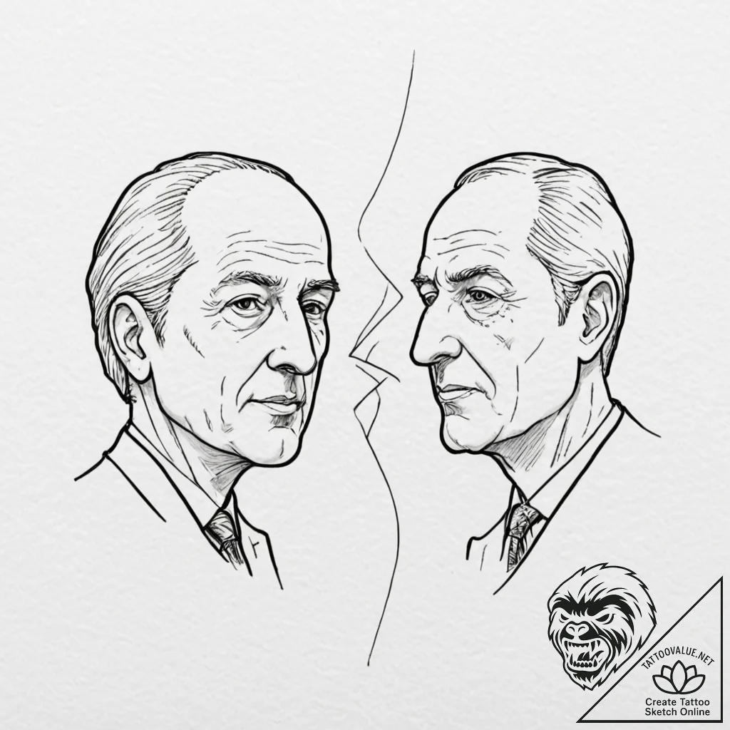 Tattoo design, a line of identical, faceless... - tattoo sketch (№1751560037_0, 03.07.2025 16:27) — tattoovalue.net