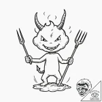 Tattoo design, a little devil poking a cloud… – tattoo sketch (№1751560124_0, 03.07.2025 16:28) — tattoovalue.net