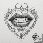 Tattoo design, a mouth, sewn shut with golden… – tattoo sketch (№1751560452_0, 03.07.2025 16:34) — tattoovalue.net