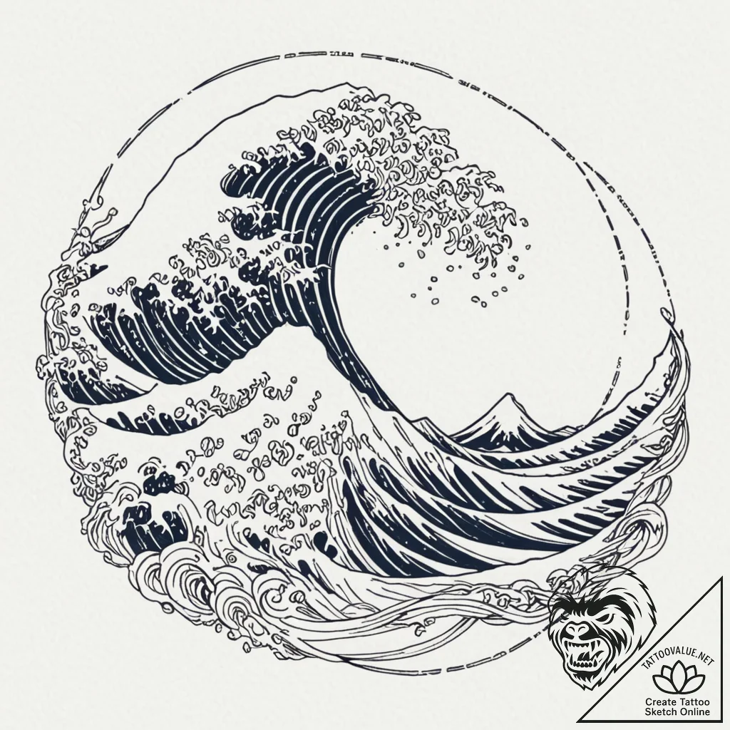 Tattoo design, a wave in the style of hokusai... - tattoo sketch (№1751560860_0, 03.07.2025 16:41) — tattoovalue.net