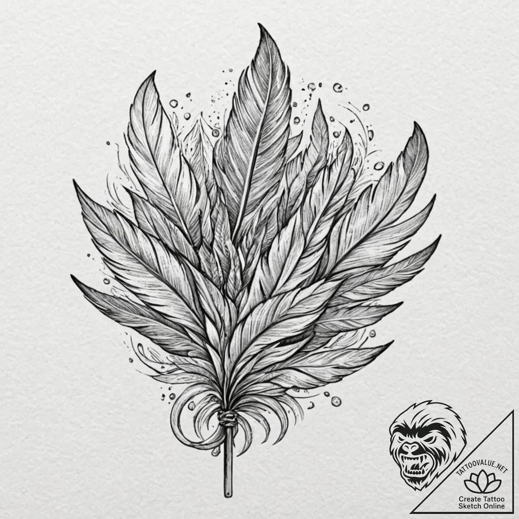 Tattoo design, a single, perfect feather, dis... - tattoo sketch (№1751560942_0, 03.07.2025 16:42) — tattoovalue.net