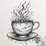 Tattoo design, a teacup, a storm with lightni… – tattoo sketch (№1751561196_0, 03.07.2025 16:46) — tattoovalue.net