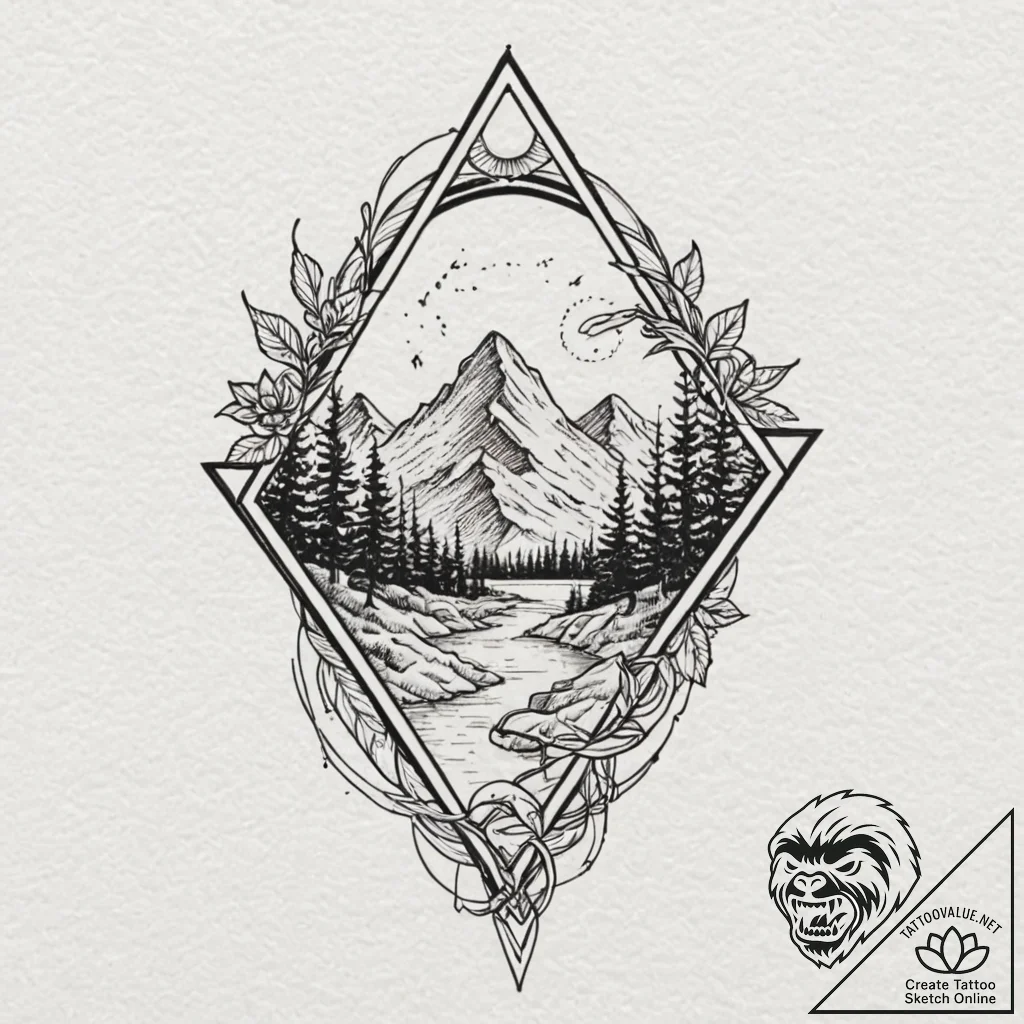 Tattoo design, handpoke style, a simple geome... - tattoo sketch (№1751561366_0, 03.07.2025 16:49) — tattoovalue.net