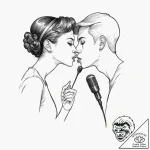 Tattoo design, a person whispering a secret i… – tattoo sketch (№1751562179_0, 03.07.2025 17:02) — tattoovalue.net