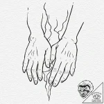 Tattoo design, handpoke style, two ghosts hol… – tattoo sketch (№1751562333_0, 03.07.2025 17:05) — tattoovalue.net