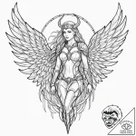 Tattoo design, valkyrie, her wings are not fe… – tattoo sketch (№1751563010_0, 03.07.2025 17:16) — tattoovalue.net