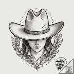 Tattoo design, handpoke style, a cowboy hat,… – tattoo sketch (№1751563785_0, 03.07.2025 17:29) — tattoovalue.net
