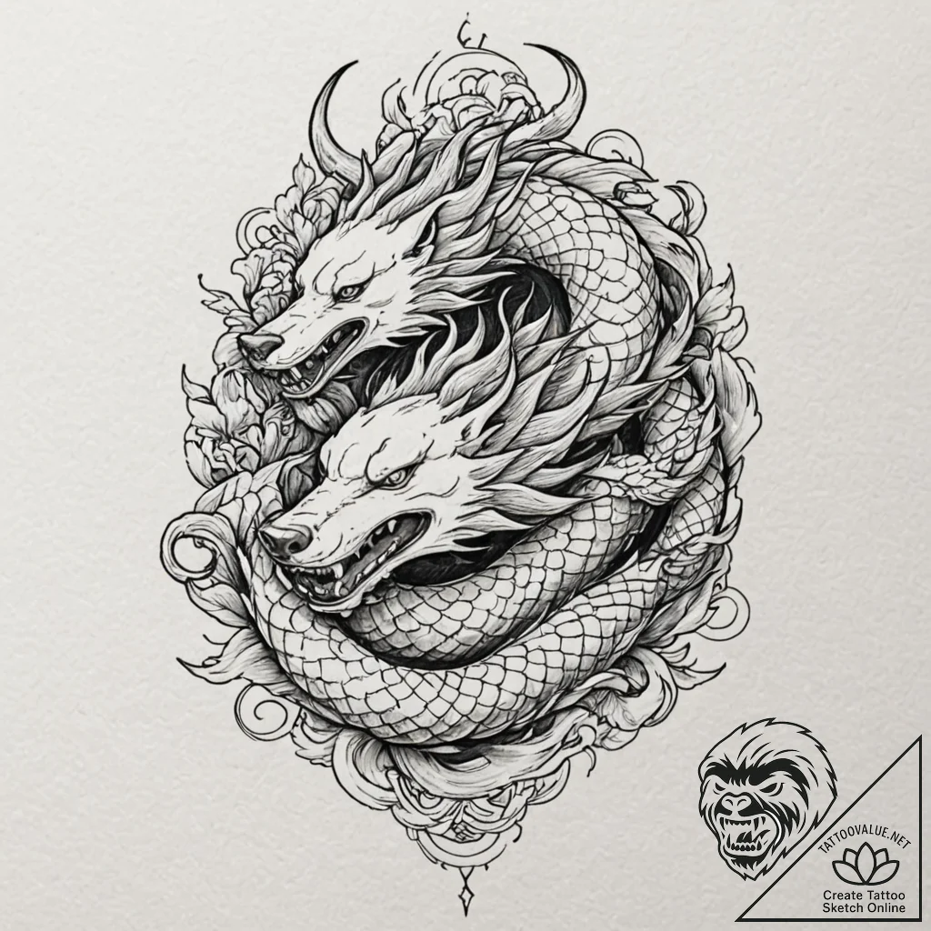 Category 2: mythical animals & monsters (fenr... - tattoo sketch (№1751564116_0, 03.07.2025 17:35) — tattoovalue.net