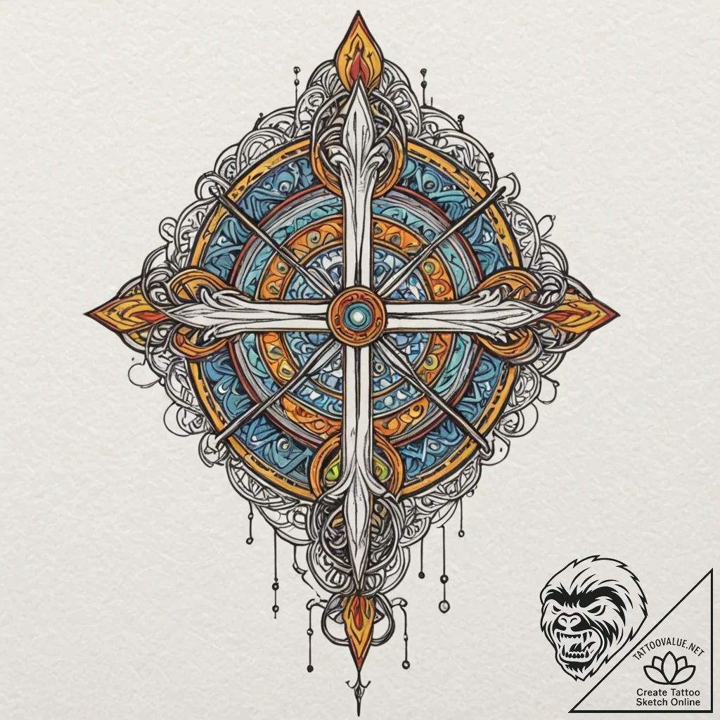 Tattoo design, a sound-nullifying symbol, sur... - tattoo sketch (№1751564195_0, 03.07.2025 17:36) — tattoovalue.net