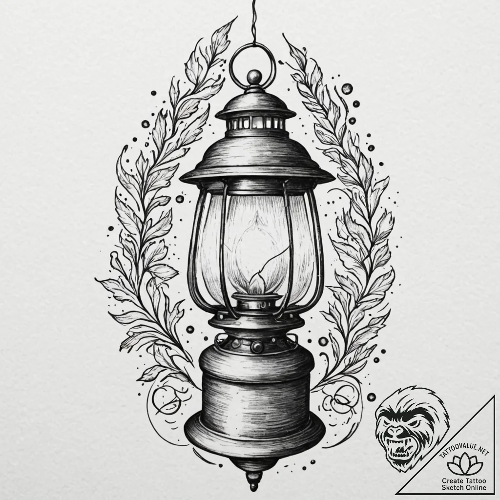 Tattoo design, a lantern, but instead of a ca... - tattoo sketch (№1751564635_0, 03.07.2025 17:43) — tattoovalue.net