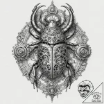 Tattoo design, a beetle, its carapace is made… – tattoo sketch (№1751564715_0, 03.07.2025 17:45) — tattoovalue.net