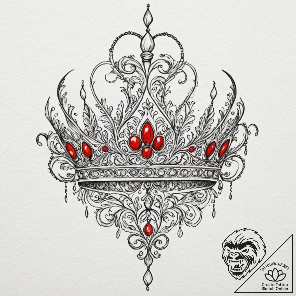 Tattoo design, handpoke style, a simple crown... - tattoo sketch (№1751565543_0, 03.07.2025 17:59) — tattoovalue.net
