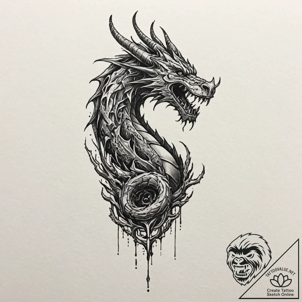 Tattoo design, a soundwave of a viking war cr... - tattoo sketch (№1751565714_0, 03.07.2025 18:01) — tattoovalue.net