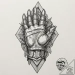 Tattoo design, a knight’s armored gauntlet, c… – tattoo sketch (№1751566057_0, 03.07.2025 18:07) — tattoovalue.net