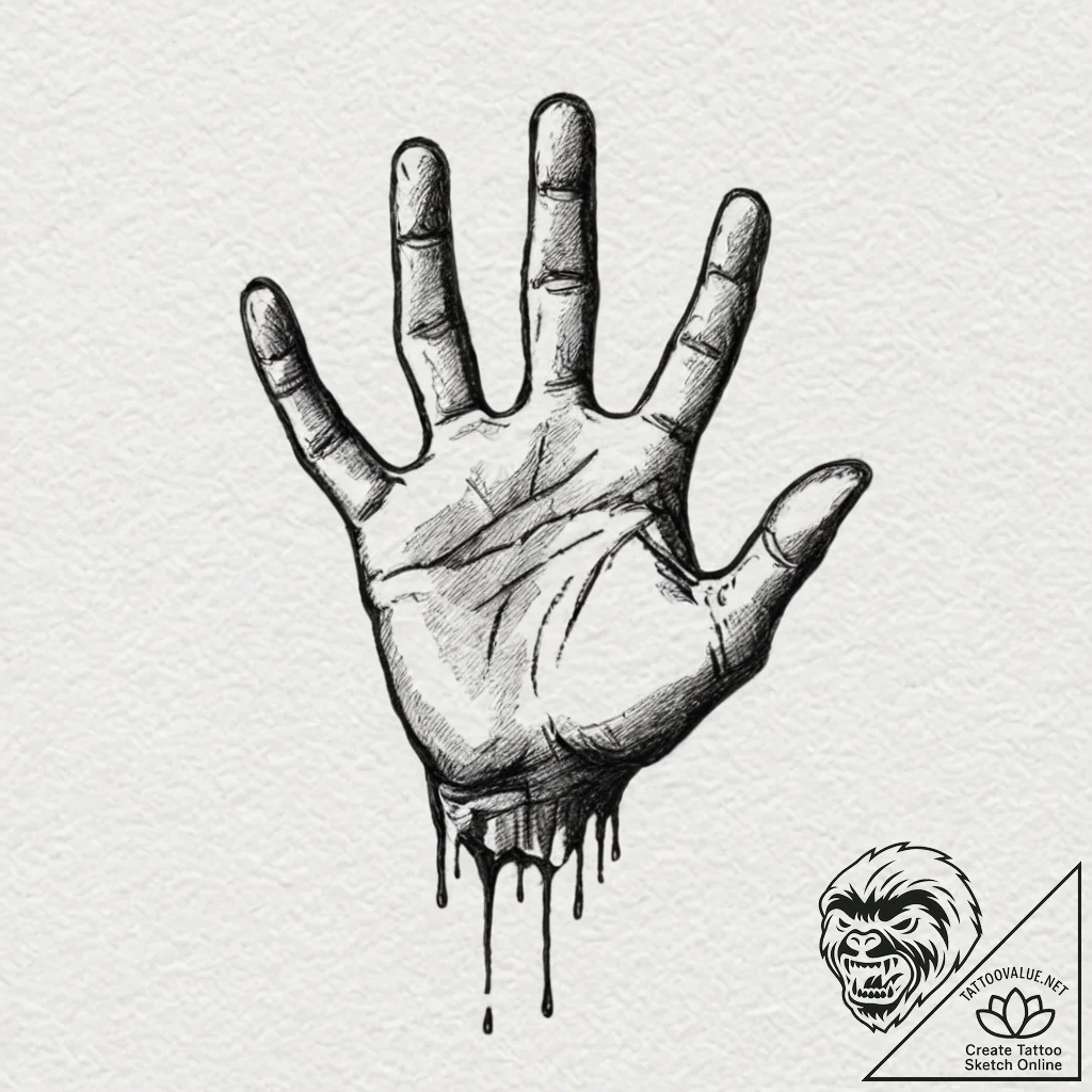 Tattoo design, a hand casting a shadow, but t... - tattoo sketch (№1751566315_0, 03.07.2025 18:11) — tattoovalue.net