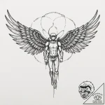 Tattoo design, icarus, but his wings are made… – tattoo sketch (№1751566749_0, 03.07.2025 18:19) — tattoovalue.net