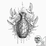 Tattoo design, a grenade, from which a flock… – tattoo sketch (№1751566834_0, 03.07.2025 18:20) — tattoovalue.net