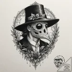 Tattoo design, a beautiful plague doctor, the… – tattoo sketch (№1751567697_0, 03.07.2025 18:34) — tattoovalue.net