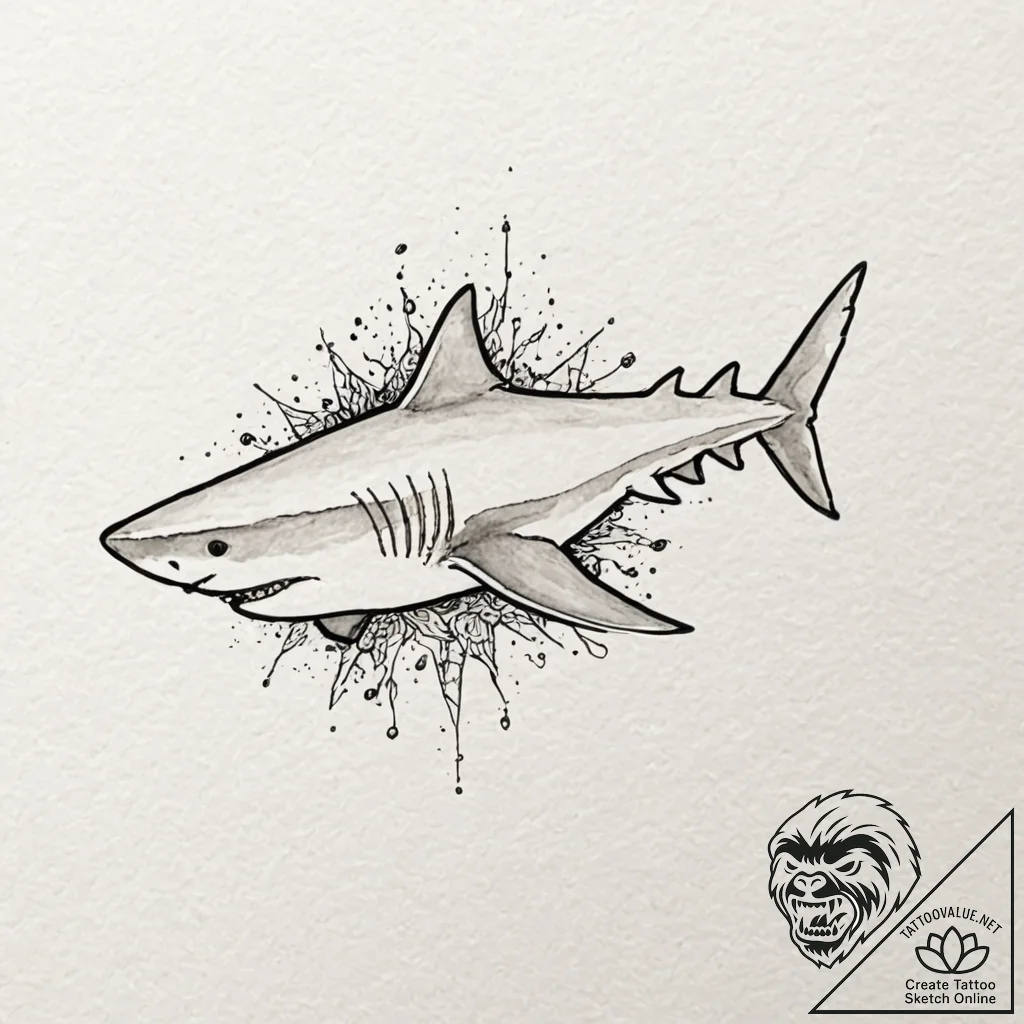 Tattoo design, a simple outline of a shark, b... - tattoo sketch (№1751568212_0, 03.07.2025 18:43) — tattoovalue.net