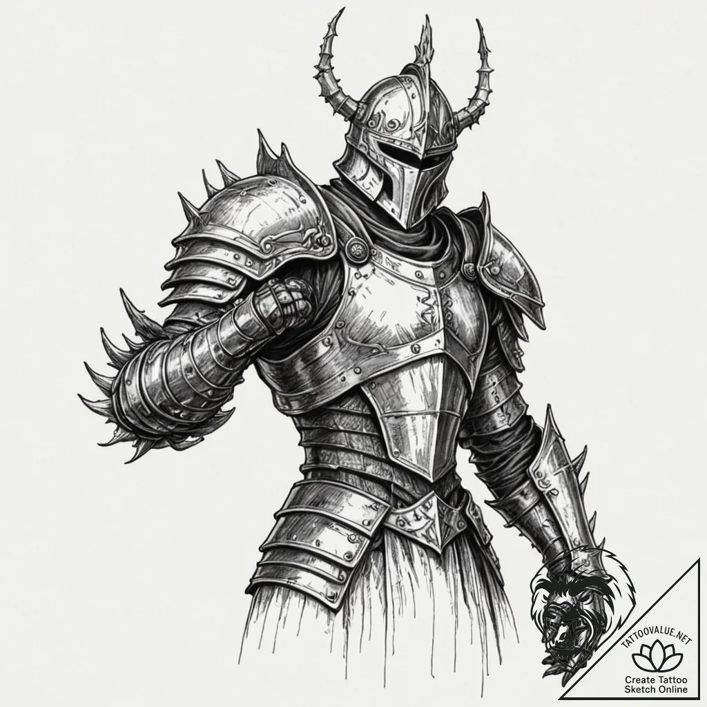 Tattoo sleeve design, grimdark fantasy, knigh... - tattoo sketch (№1751568301_0, 03.07.2025 18:45) — tattoovalue.net