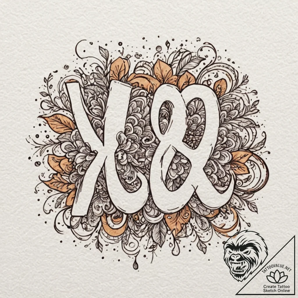 Tattoo design, handpoke style, a "xoxo" in a... - tattoo sketch (№1751568389_0, 03.07.2025 18:46) — tattoovalue.net