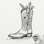 Tattoo design, a single boot, muddy and worn,… – tattoo sketch (№1751568475_0, 03.07.2025 18:47) — tattoovalue.net