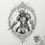 Tattoo sketch of a norse warrior with shatter… – tattoo sketch (№1751568733_0, 03.07.2025 18:52) — tattoovalue.net