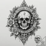 Tattoo design, meditating odin, runes flying… – tattoo sketch (№1751568905_0, 03.07.2025 18:55) — tattoovalue.net