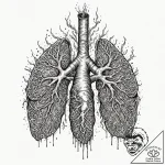 Tattoo design, a human lung, one side healthy… – tattoo sketch (№1751569077_0, 03.07.2025 18:57) — tattoovalue.net