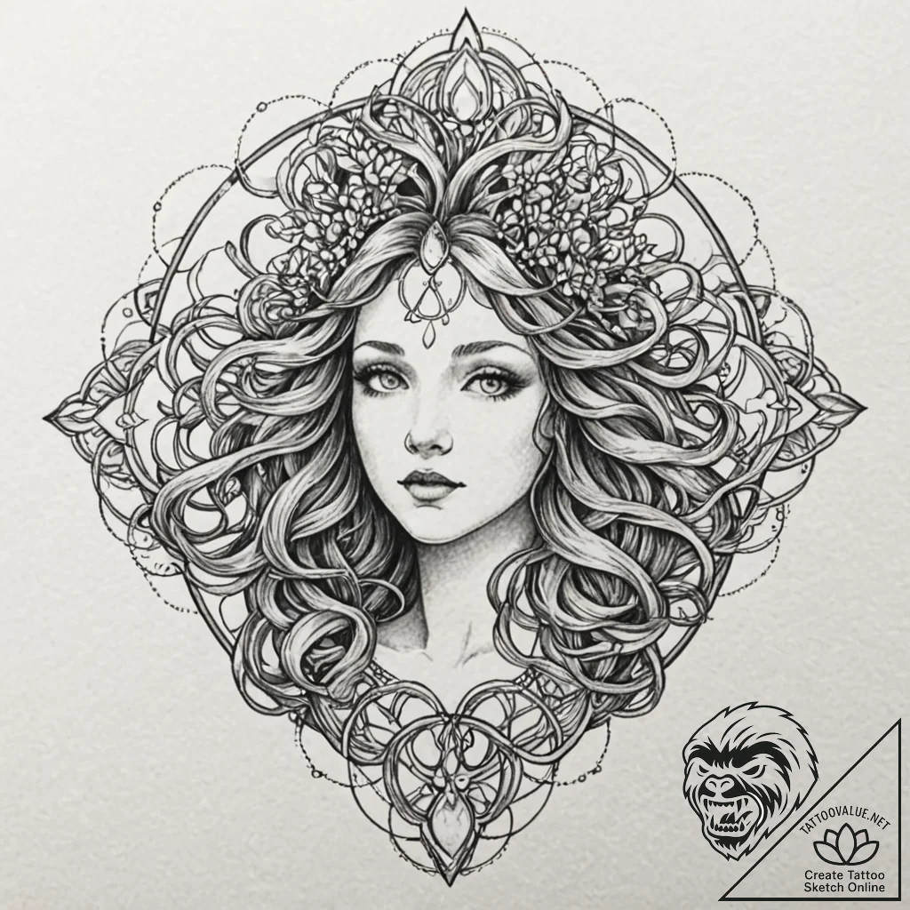 Tattoo design, yggdrasil in the style of an a... - tattoo sketch (№1751572071_0, 03.07.2025 19:47) — tattoovalue.net
