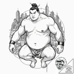 Tattoo design, a powerful sumo wrestler, but… – tattoo sketch (№1751572303_0, 03.07.2025 19:51) — tattoovalue.net
