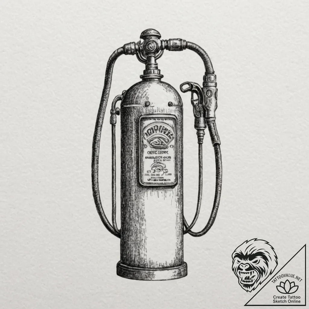 Tattoo design, a gas pump nozzle turning into... - tattoo sketch (№1751573224_0, 03.07.2025 20:07) — tattoovalue.net