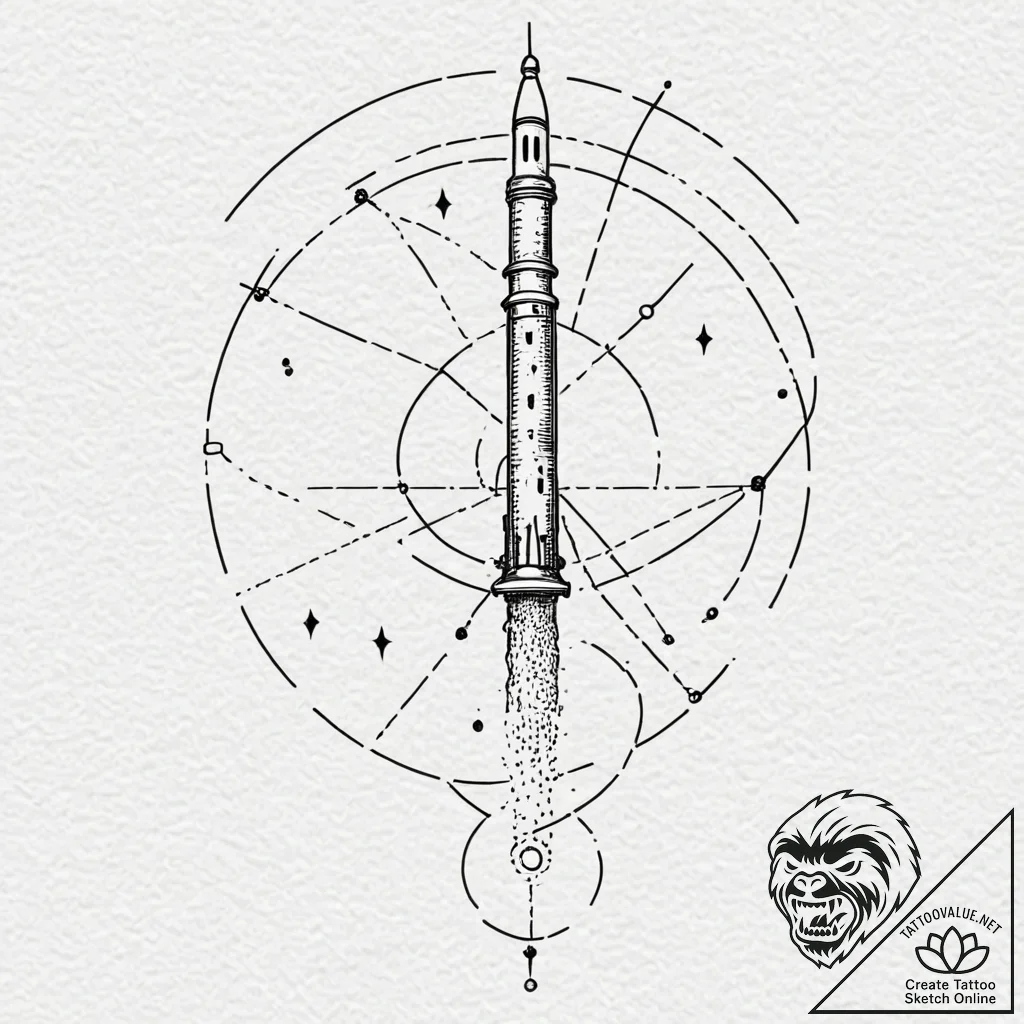 Tattoo design, a ballistic missile chart, sty... - tattoo sketch (№1751573655_0, 03.07.2025 20:14) — tattoovalue.net