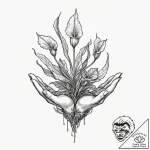 Tattoo design, a carnivorous plant, its leave… – tattoo sketch (№1751574173_0, 03.07.2025 20:22) — tattoovalue.net