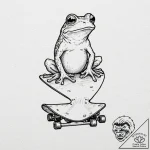 Tattoo design, handpoke style, a cartoon frog… – tattoo sketch (№1751574512_0, 03.07.2025 20:28) — tattoovalue.net