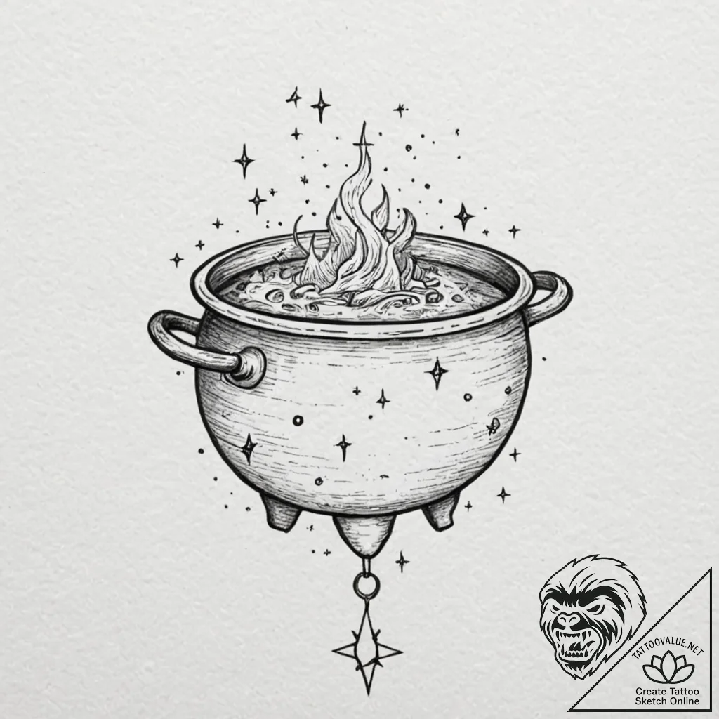 Tattoo design, a cauldron, with the constella... - tattoo sketch (№1751574767_0, 03.07.2025 20:32) — tattoovalue.net