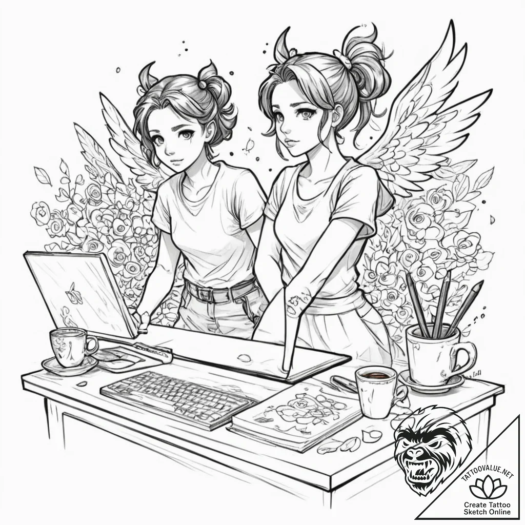 Tattoo sleeve design, artist's struggle, an a... - tattoo sketch (№1751575025_0, 03.07.2025 20:37) — tattoovalue.net