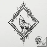 Tattoo sketch of wolf howling runes into the… – tattoo sketch (№1751575109_0, 03.07.2025 20:38) — tattoovalue.net