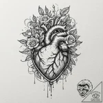 Tattoo design, anatomical heart made of wires… – tattoo sketch (№1751575370_0, 03.07.2025 20:42) — tattoovalue.net