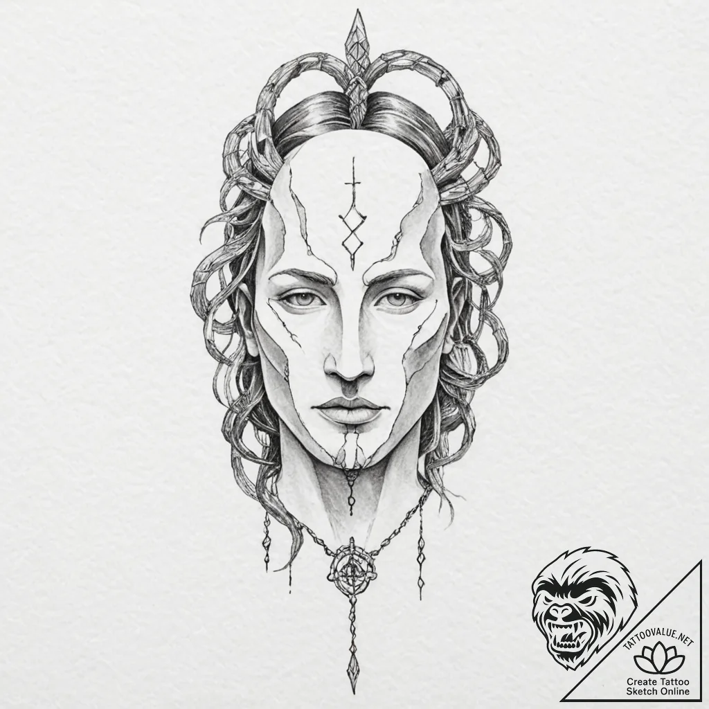 Tattoo sketch — a man with no face, only laye... - tattoo sketch (№1751575541_0, 03.07.2025 20:45) — tattoovalue.net