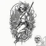 Tattoo sleeve design, tech-noir manga style,… – tattoo sketch (№1751575714_0, 03.07.2025 20:48) — tattoovalue.net