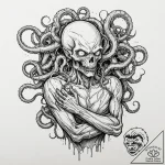 Tattoo sleeve design, body horror manga style… – tattoo sketch (№1751575972_0, 03.07.2025 20:52) — tattoovalue.net