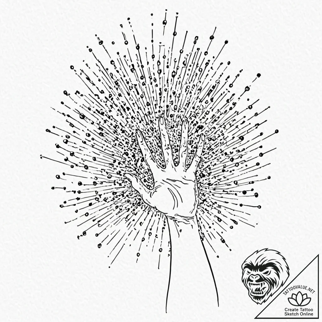 Tattoo design, a human hand reaching out, dis... - tattoo sketch (№1751576574_0, 03.07.2025 21:02) — tattoovalue.net