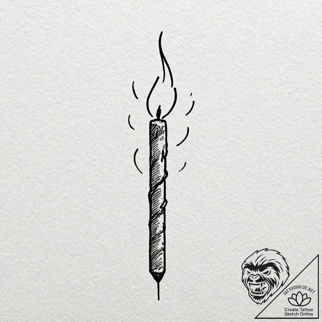 Tattoo design, a matchstick, half burnt, repr... - tattoo sketch (№1751576659_0, 03.07.2025 21:04) — tattoovalue.net