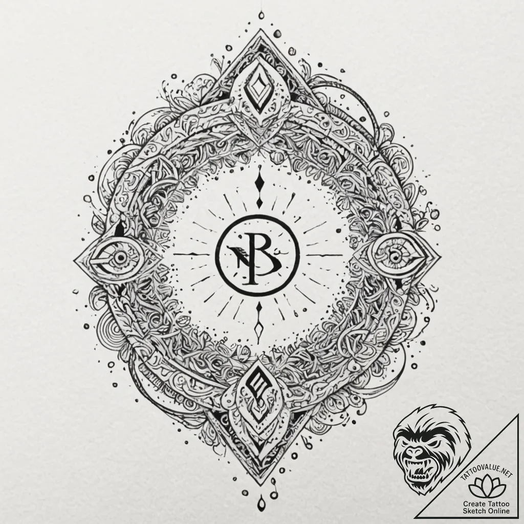 Tattoo sketch of norse spiral galaxy made fro... - tattoo sketch (№1751576747_0, 03.07.2025 21:05) — tattoovalue.net
