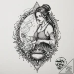 Tattoo sleeve design, potion master, an alche… – tattoo sketch (№1751576832_0, 03.07.2025 21:07) — tattoovalue.net